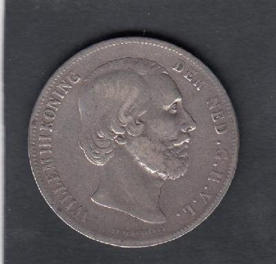 Beschrijving: 2 1/2 Gulden WILLEM III met punt